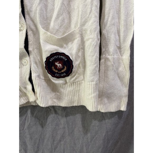 Abercrombie Sweater Girls XL White Logo Button Cardigan Sweater Kids. - Picture 3 of 9